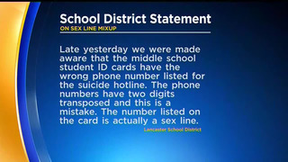 American Middle School Student Porn - Phone sex line number printed as suicide hotline on middle ...